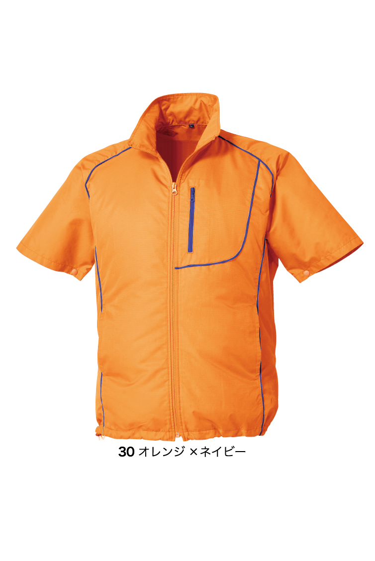 空調服: ポリ製半袖ウエアのみ シルバー ２Ｌ KU91720-C06-S4 オレンジ